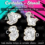 Cortadores De Galleta + Stencil PYO Dinosaurios