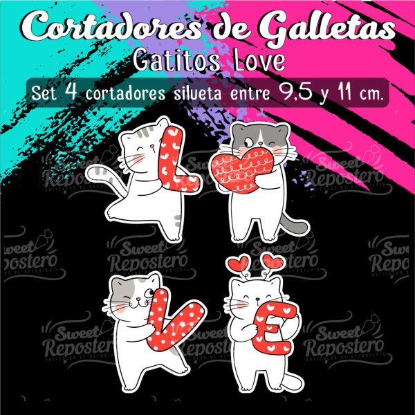 Cortador de Galleta Gatitos Love