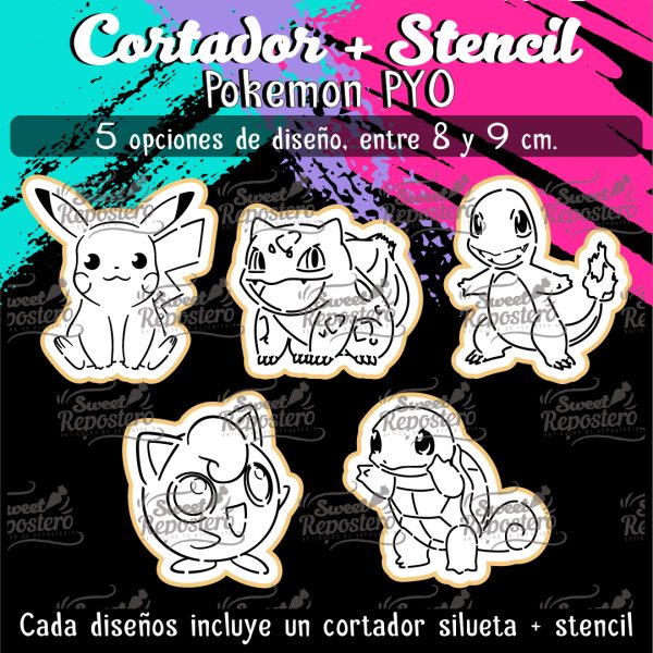 Cortadores De Galleta + Stencil PYO Pokemon