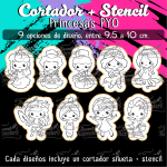 Cortadores De Galleta + Stencil Princesas