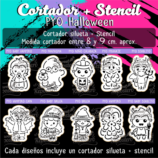 Cortador de Galleta PYO + Stencil Halloween 1