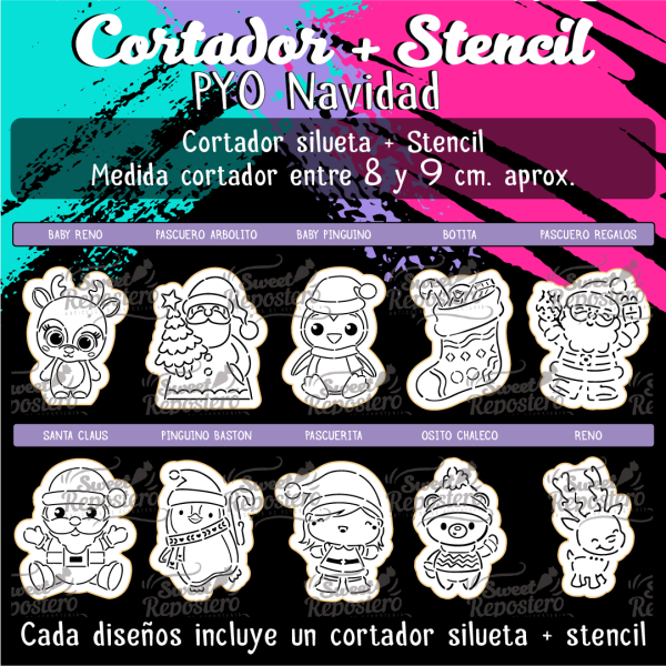 Cortador de Galleta PYO + Stencil Navidad 1
