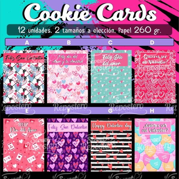 Set 12 und Cookie Cards San Valentin
