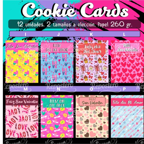 Set 12 und Cookie Cards San Valentin.