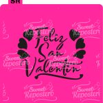 Stencil Frase San Valentín corazones