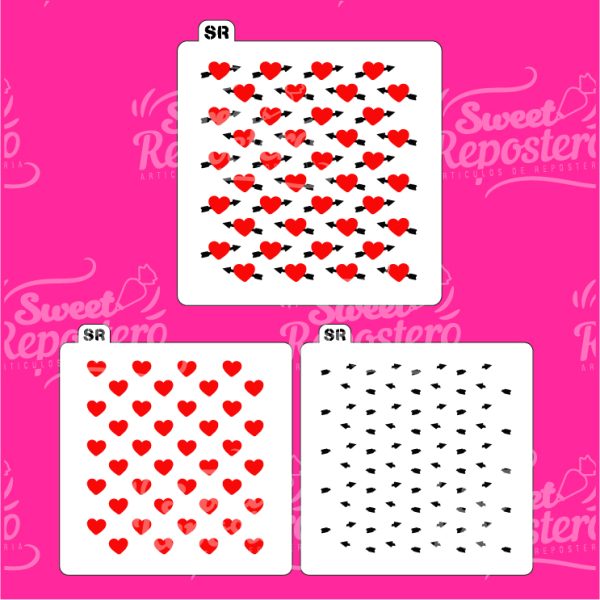 Stencil Corazon Flechado Doble