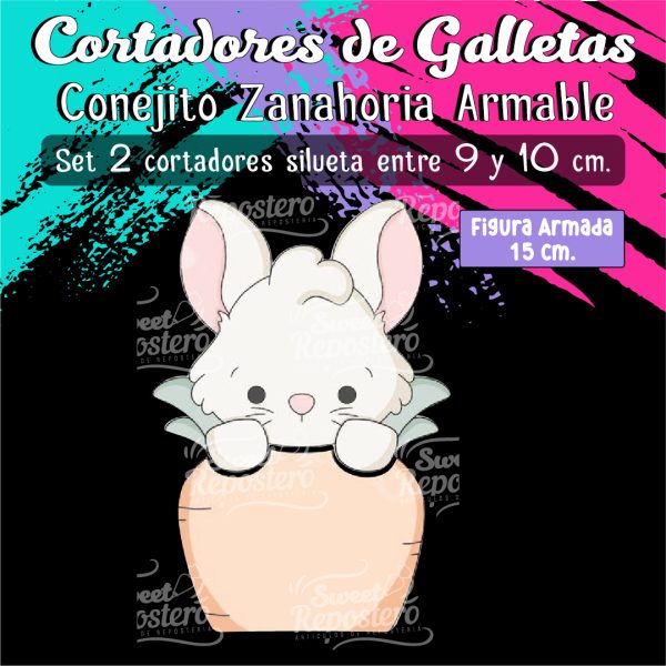 Cortador de Galleta Conejito Zanahoria Armable