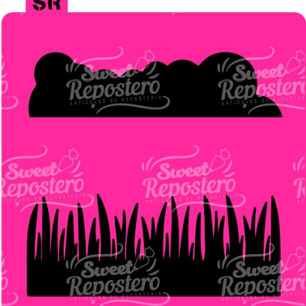Stencil Pasto y Nubes