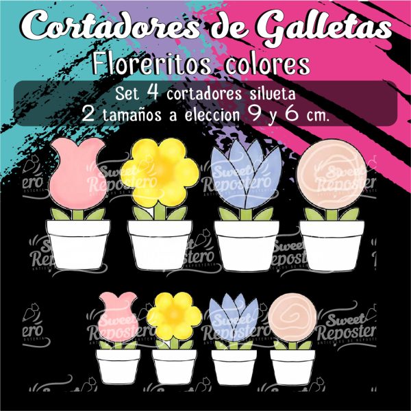 Cortador de Galletas Floreritos Colores