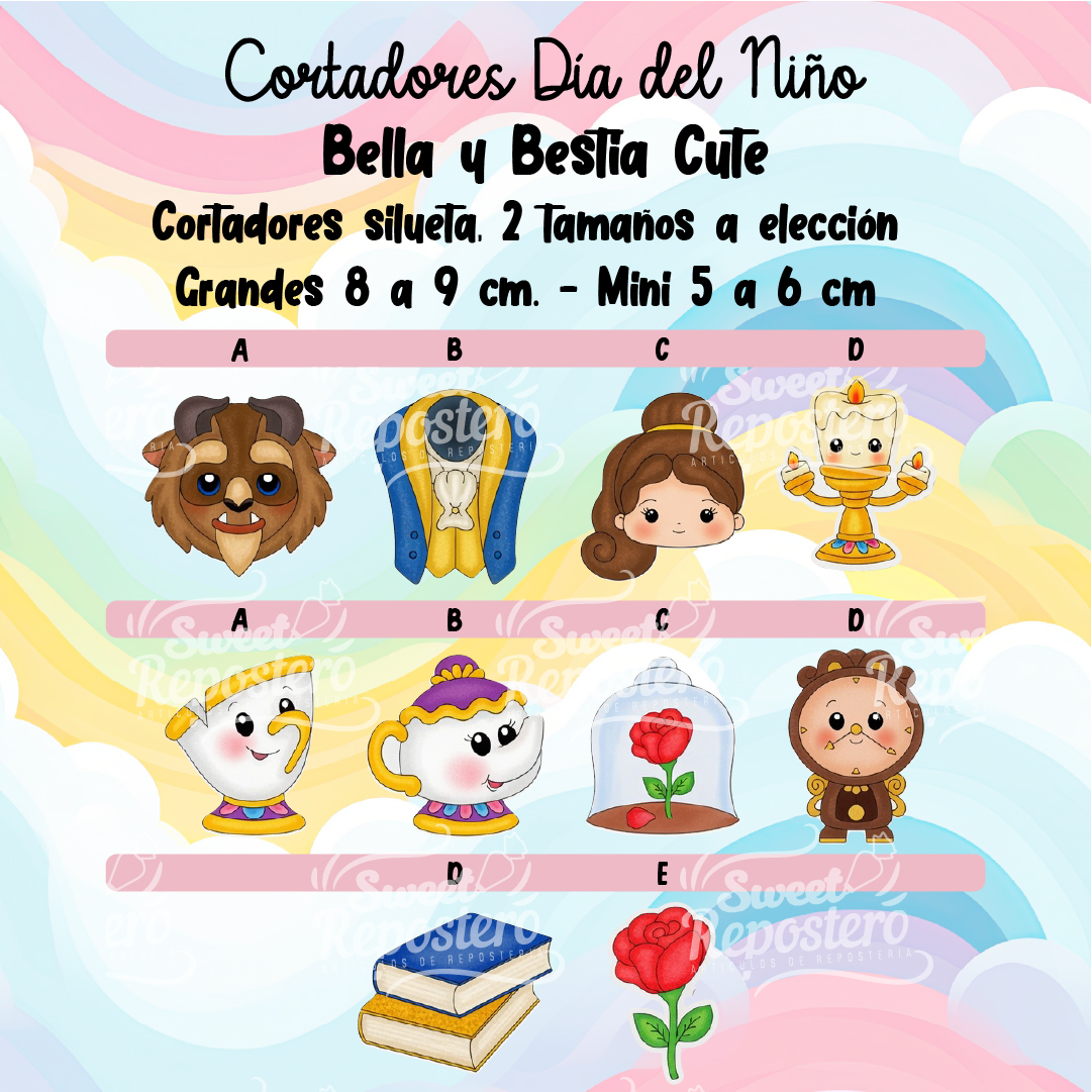 BELLA Y BESTIA CUTE-100 Cortadores De Galleta Bella y Bestia Cute - Imagen 1