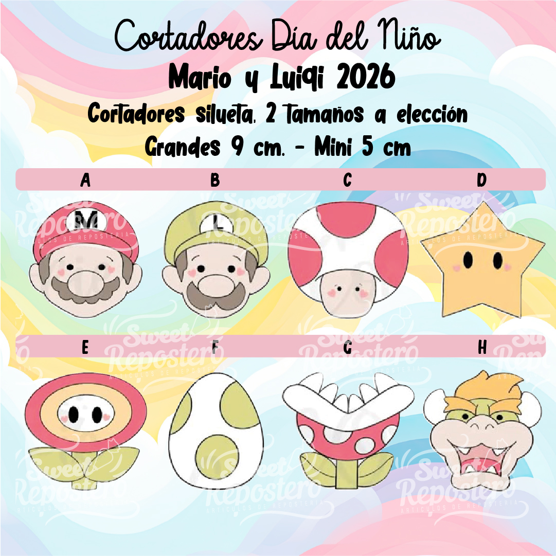 MARIO Y LUIGI 2026-100 Cortadores De Galleta Mario Luigi 2026 - Imagen 1