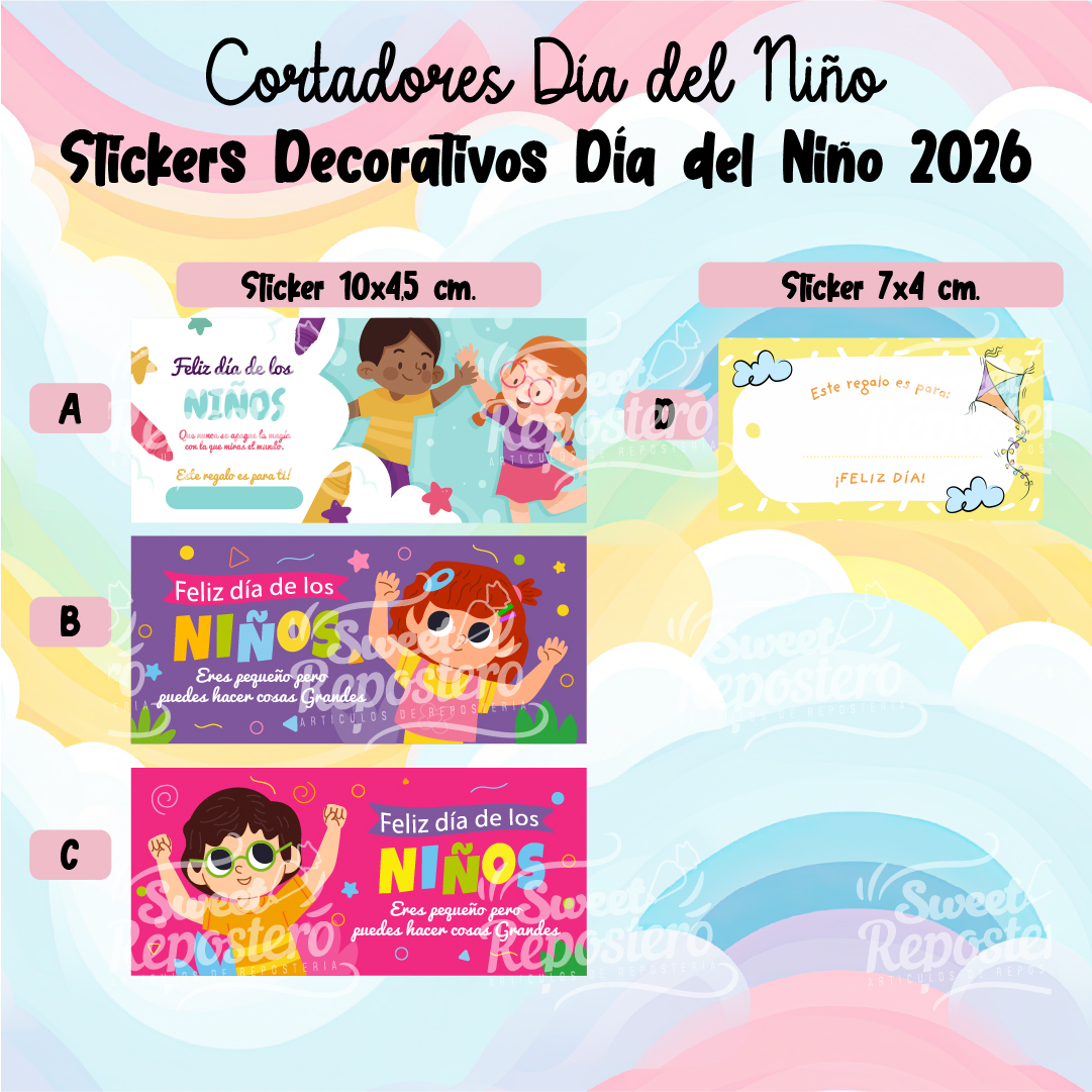 STICKER DECORATIVOS -100 Stickers Decorativo Dia Del Niño 2026 - Imagen 1
